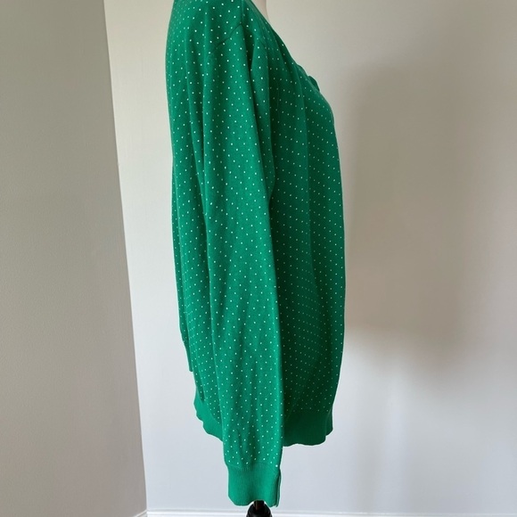 Woman Within size medium green cardigan with small polka dots NWT office work - Picture 5 of 13